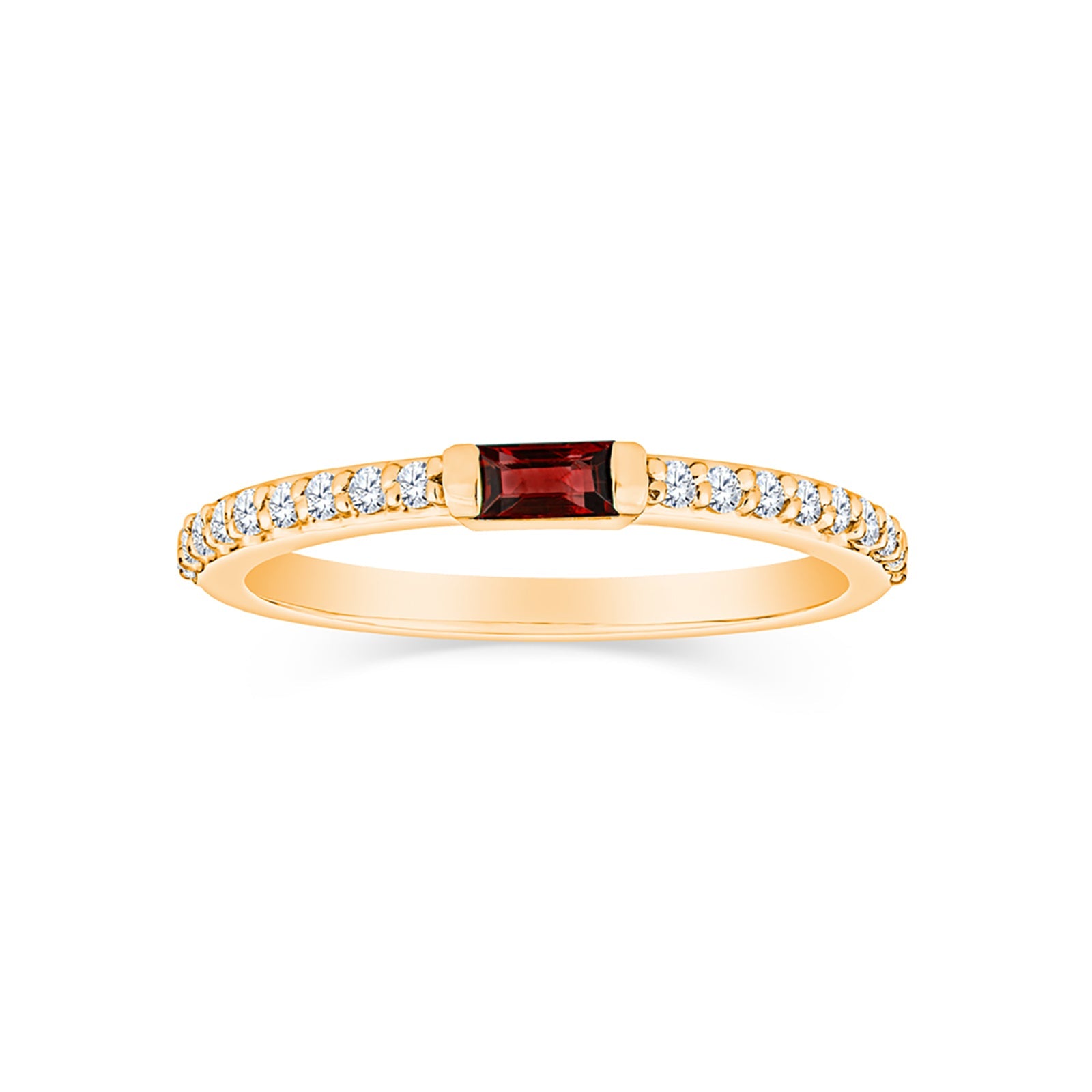 Stackable Semi-Bezel Set Ruby and Diamond Band