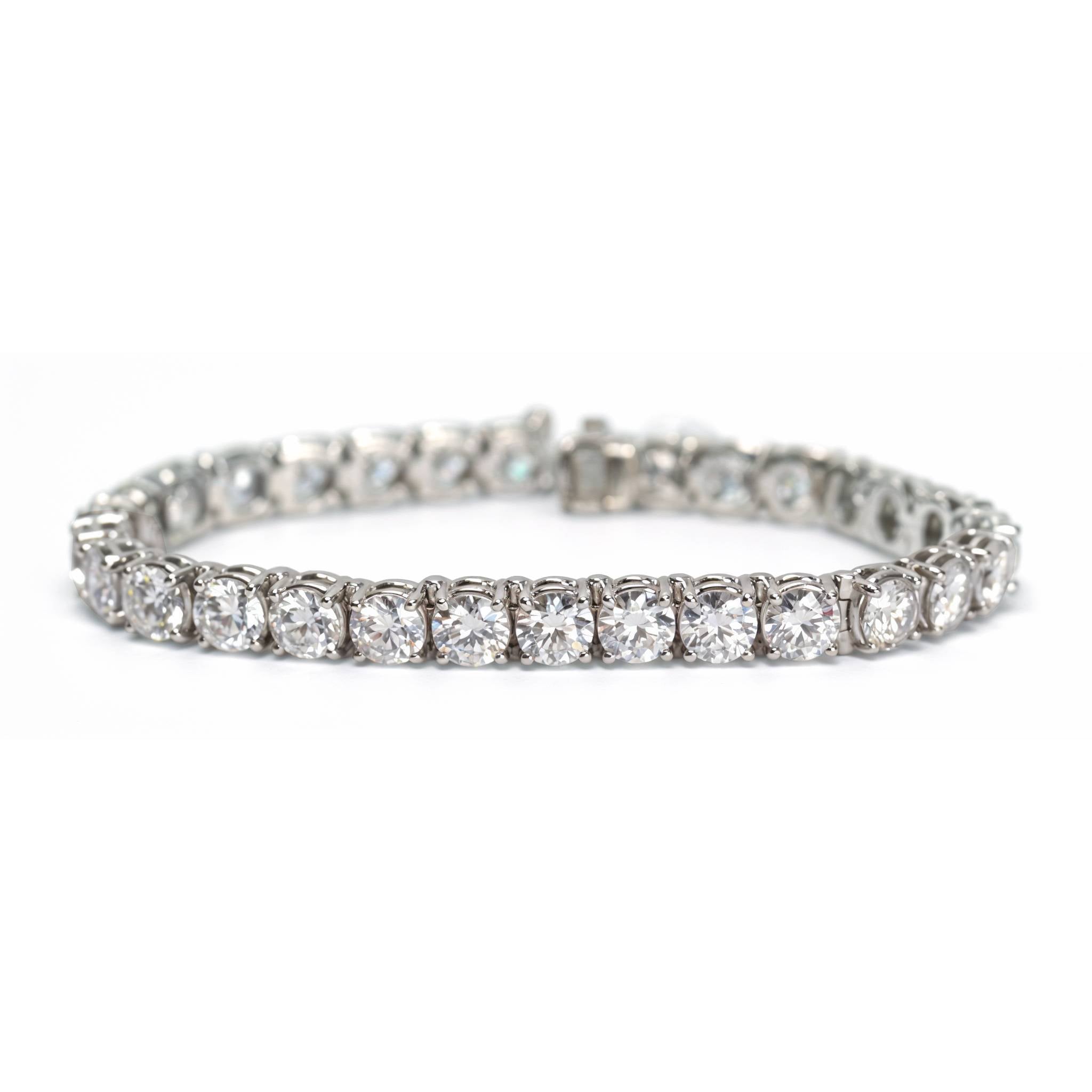 18ct. Diamond Tennis Bracelet Set In 14K White Gold, Round Cut