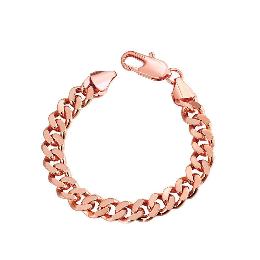 Class Curb Bracelet in 7.5" in 18K Rose Gold Plated, Bracelet, Golden NYC Jewelry, Golden NYC Jewelry jewelryjewelry deals, swarovski crystal jewelry, groupon jewelry,, jewelry for mom,