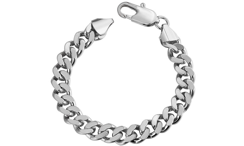Class Curb Bracelet in 7.5" in 18K White Gold Plated, Bracelet, Golden NYC Jewelry, Golden NYC Jewelry jewelryjewelry deals, swarovski crystal jewelry, groupon jewelry,, jewelry for mom,