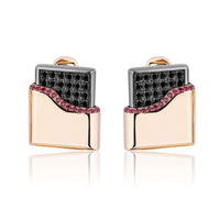 18k Rose Gold Black Diamond and Ruby Cufflinks