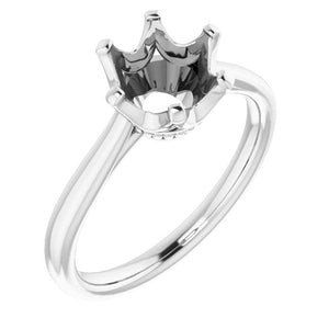 18K White 8 mm Round Engagement Ring Mounting