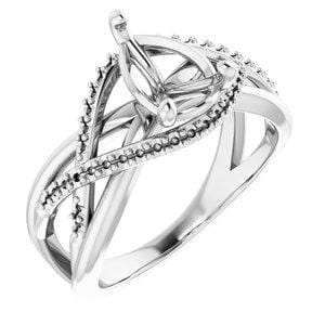 18K White 9x6 mm Pear Engagement Ring Mounting