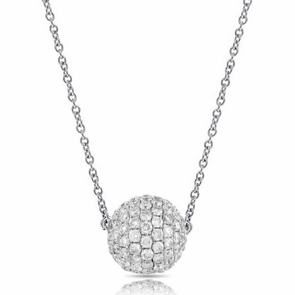 1.26ct. Sphere Shaped Natural Diamond Pendant Set In 18K White Gold