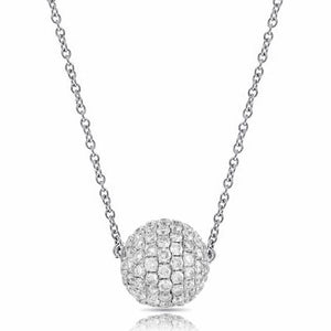 1.26ct. Sphere Shaped Natural Diamond Pendant Set In 18K White Gold