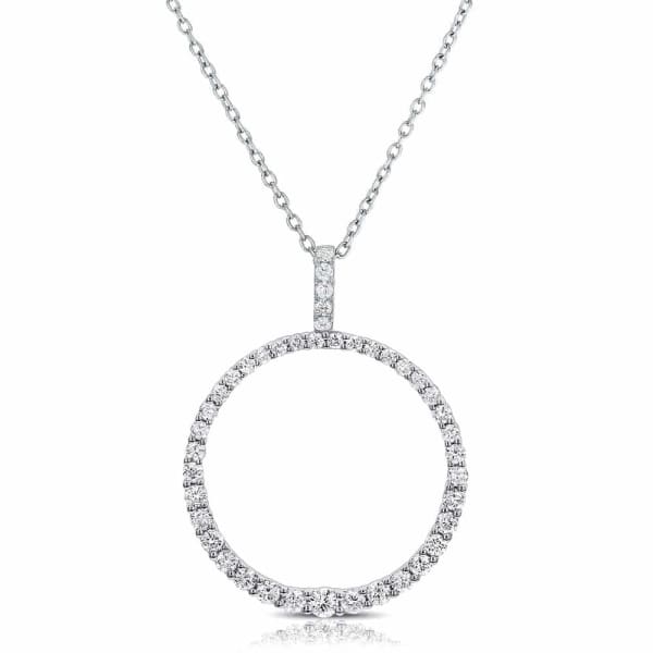 0.50ct. Circle Shaped Natural Diamond Pendant Set In 18K White Gold