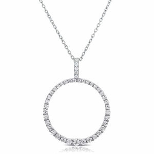 0.50ct. Circle Shaped Natural Diamond Pendant Set In 18K White Gold