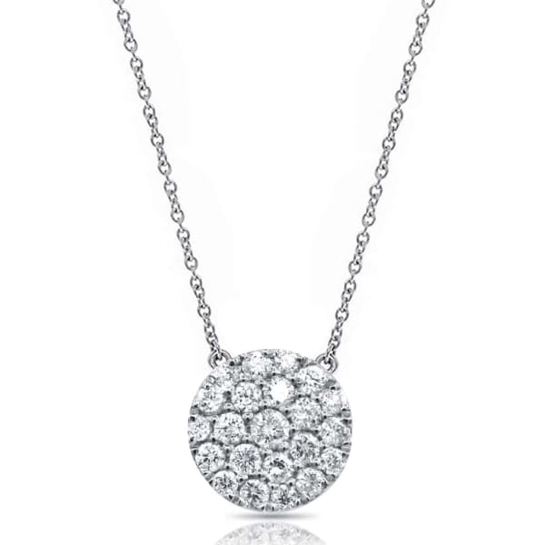 0.65ct. Circle Shaped Natural Diamond Pendant Set In 18K White Gold