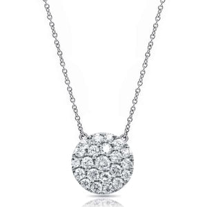 0.65ct. Circle Shaped Natural Diamond Pendant Set In 18K White Gold
