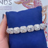 14.72ct. Natural Diamond Tennis Bracelet Set In 18K White Gold, Round & Asscher Cut