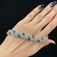 10ct. Natural Diamond & 2ct. Sapphire Necklace Set In 18K White Gold, Round Brilliant & Emerald Cut