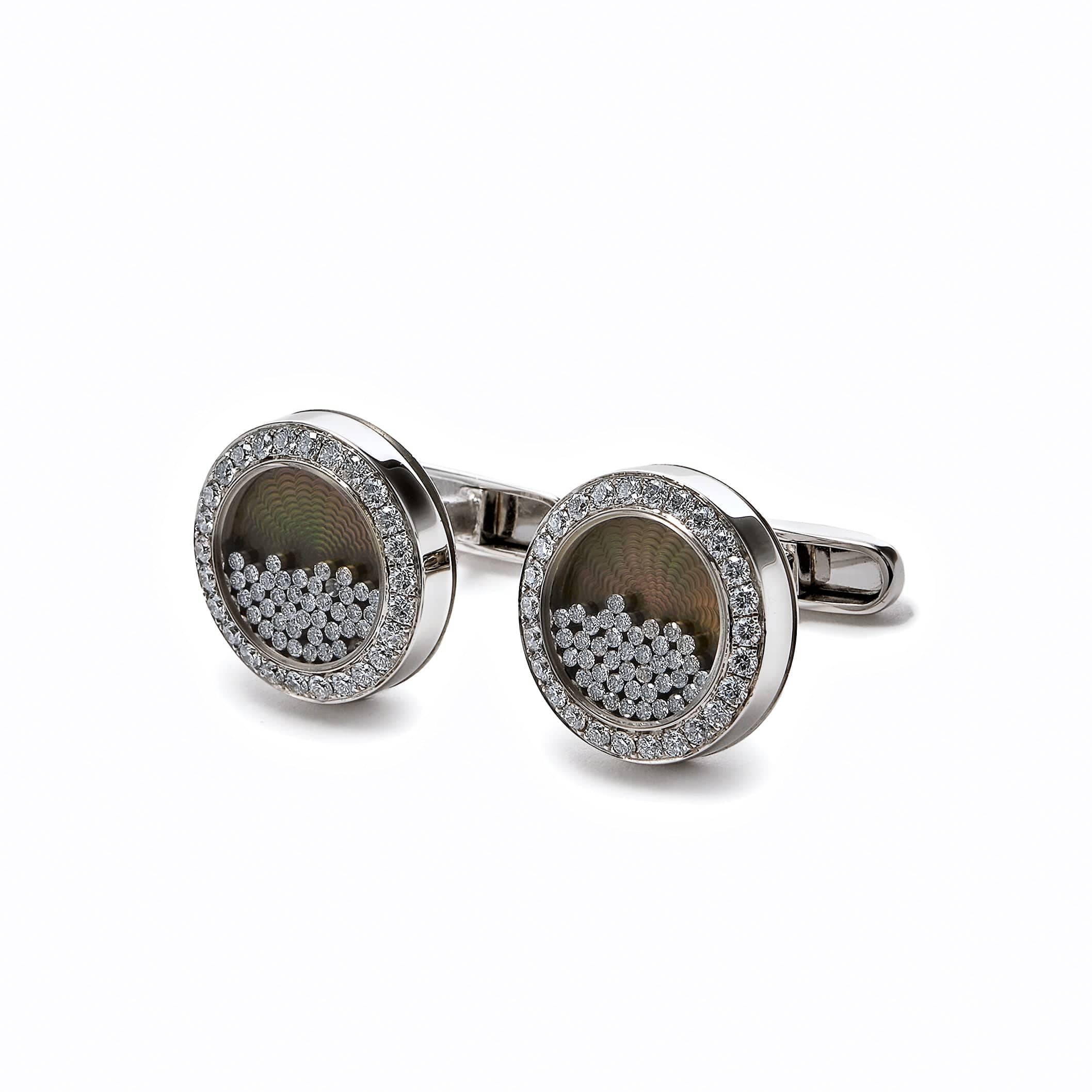 18k White Gold Diamond Cufflinks