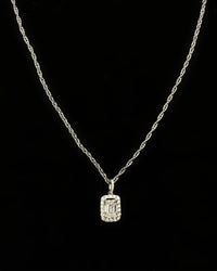 0.50ct. Natural Diamond Pendant Set In 18K White Gold, Round Brilliant & Emerald Cut