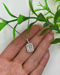 0.50ct. Natural Diamond Pendant Set In 18K White Gold, Round Brilliant & Emerald Cut