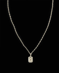 0.50ct. Natural Diamond Pendant Set In 18K White Gold, Round Brilliant & Emerald Cut
