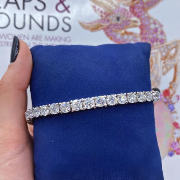 18ct. Diamond Tennis Bracelet Set In 18K White Gold, Round Cut