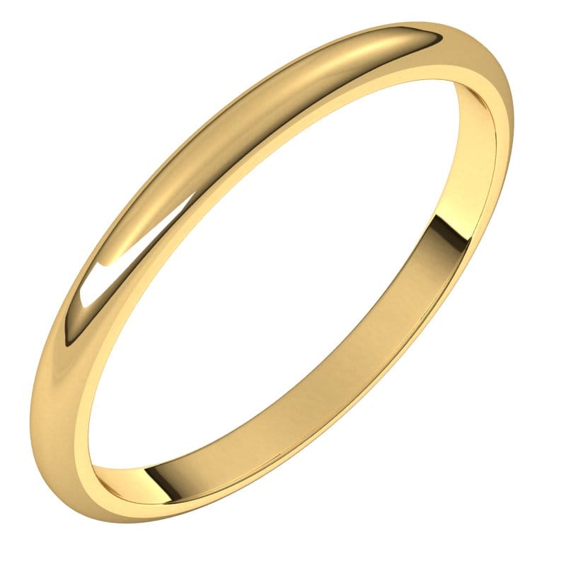 18K Yellow 2 mm Half Round Band Size 5