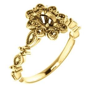 18K Yellow  6x4 mm Oval Engagement Ring Mounting