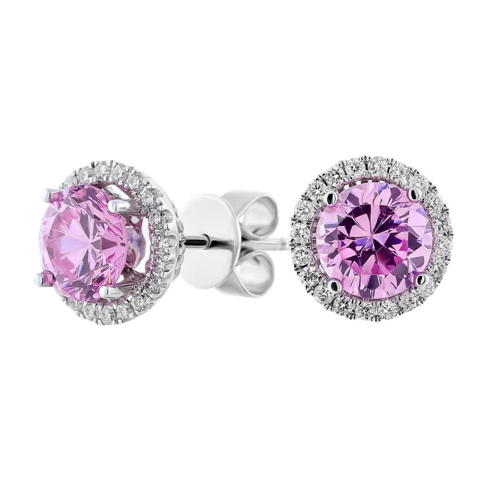 0.40ct. Diamond Stud Earrings Set In 18K White Gold, Micro Pave Set Round Brilliant Cut