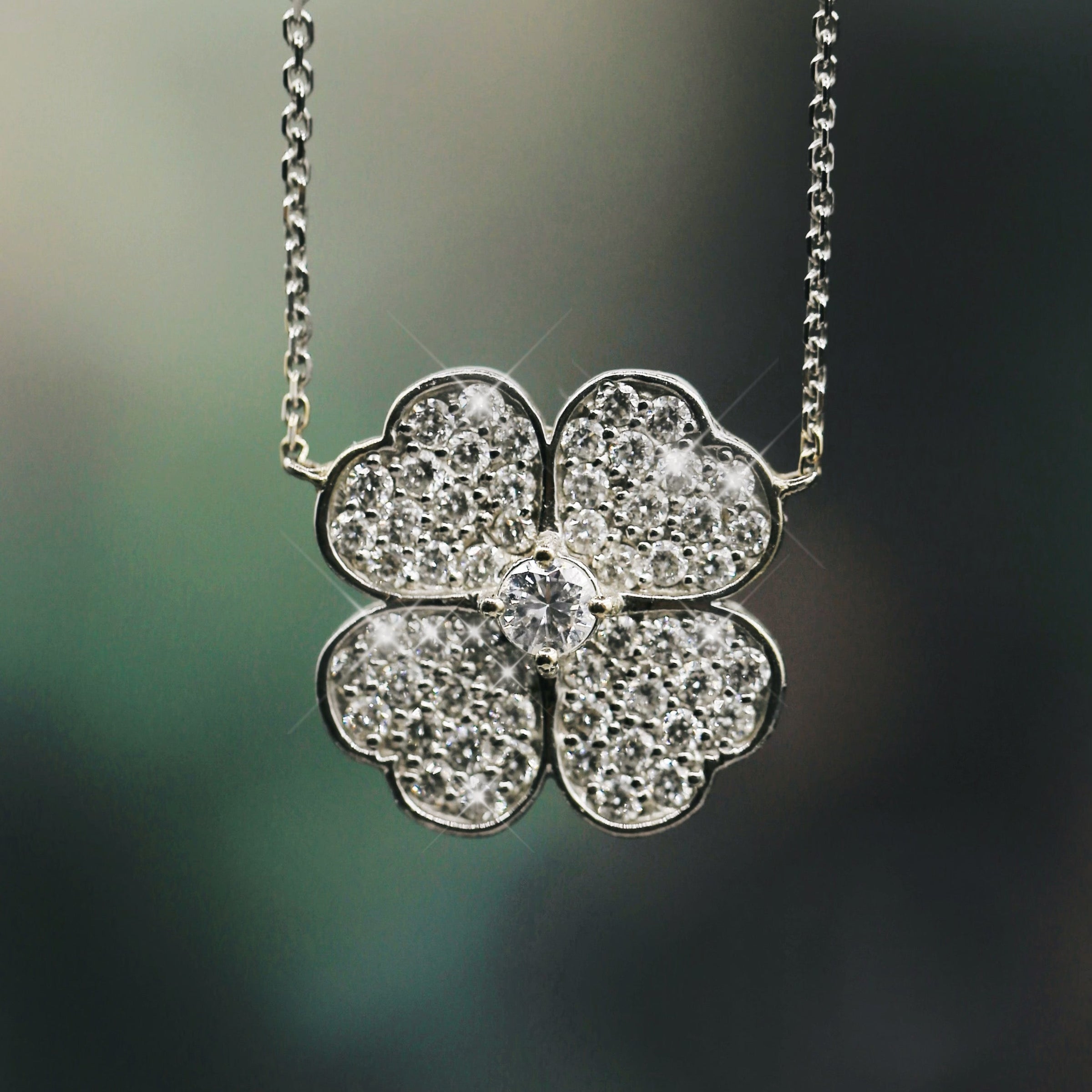 1.50ct. Flower Shaped Diamond Pendant Set In 18K White Gold, Pave Set Round Brilliant Cut