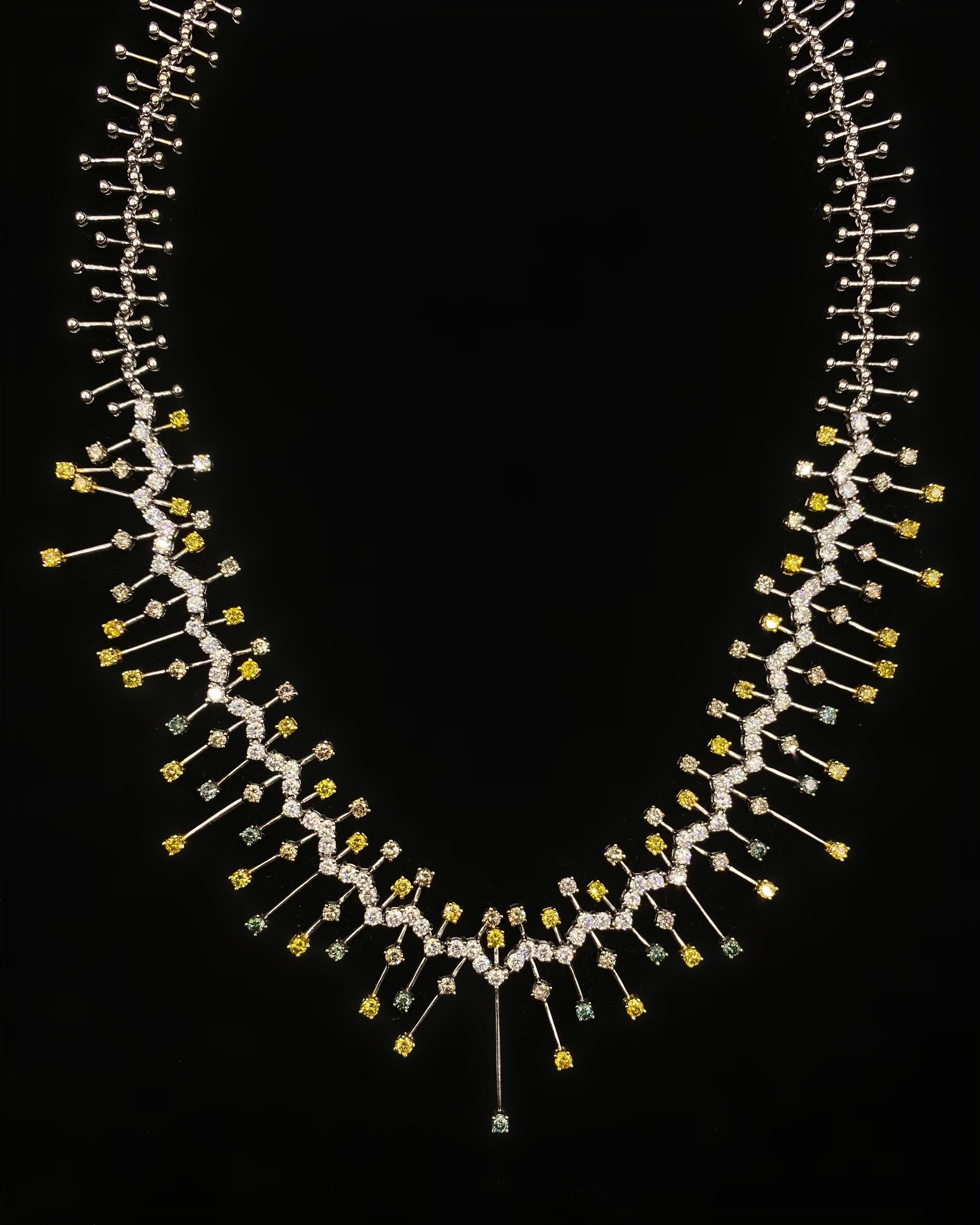 11.11ct. Variety Diamond Necklace Set In 18K White Gold