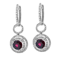 0.59ct. Diamond Drop Earrings Set In 18K White Gold, Micro Pave Set Round Brilliant Cut