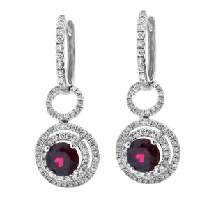 0.59ct. Diamond Drop Earrings Set In 18K White Gold, Micro Pave Set Round Brilliant Cut