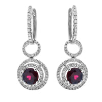 0.59ct. Diamond Drop Earrings Set In 18K White Gold, Micro Pave Set Round Brilliant Cut
