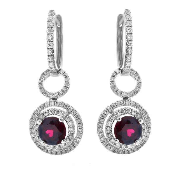 0.59ct. Diamond Drop Earrings Set In 18K White Gold, Micro Pave Set Round Brilliant Cut