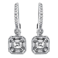 1.10ct. Diamond Huggies Set In 18K White Gold, Micro Pave Set Asscher & Trapezoid Cut