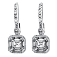 1.10ct. Diamond Huggies Set In 18K White Gold, Micro Pave Set Asscher & Trapezoid Cut