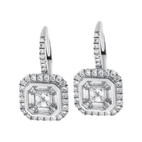 1.30ct. Diamond Huggies Set In 18K White Gold, Micro Pave Set Asscher & Trapezoid Cut