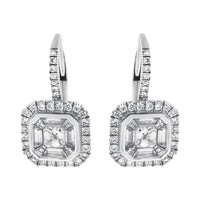 1.30ct. Diamond Huggies Set In 18K White Gold, Micro Pave Set Asscher & Trapezoid Cut