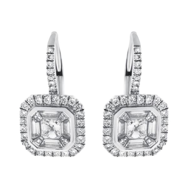 1.30ct. Diamond Huggies Set In 18K White Gold, Micro Pave Set Asscher & Trapezoid Cut