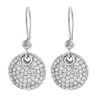 2.00ct. Diamond Earrings Set In 18K White Gold, Micro Pave Set Round Brilliant Cut