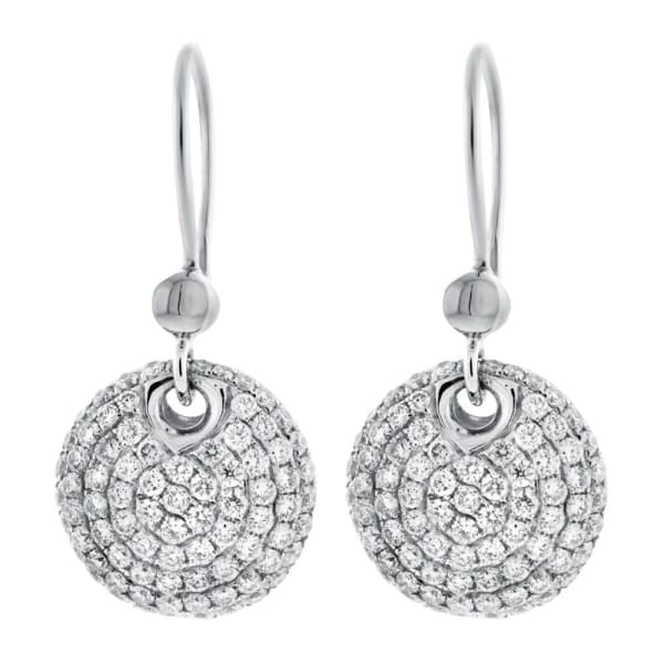 2.00ct. Diamond Earrings Set In 18K White Gold, Micro Pave Set Round Brilliant Cut