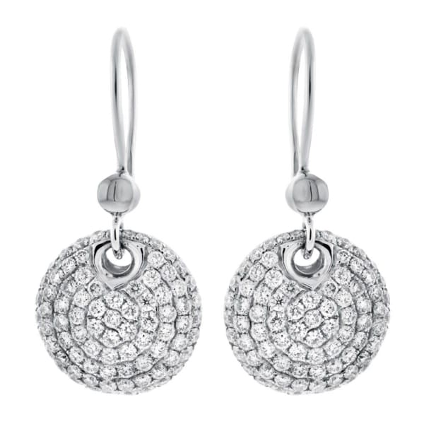 2.00ct. Diamond Earrings Set In 18K White Gold, Micro Pave Set Round Brilliant Cut