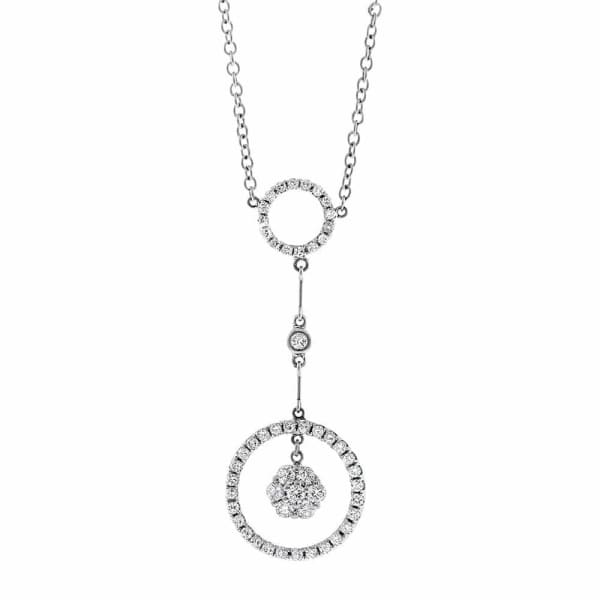 0.67ct. Circle Shaped Diamond Pendant Set In 18K White Gold, Pave Set Round Brilliant Cut
