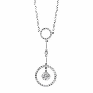 0.67ct. Circle Shaped Diamond Pendant Set In 18K White Gold, Pave Set Round Brilliant Cut