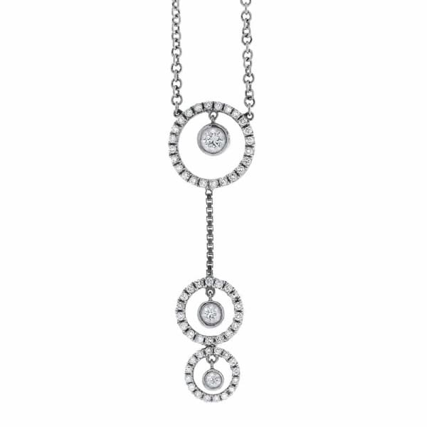 1.35ct. Circle Shaped Diamond Pendant Set In 18K White Gold, Pave Set Round Brilliant Cut