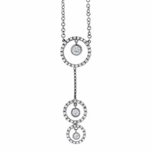 1.35ct. Circle Shaped Diamond Pendant Set In 18K White Gold, Pave Set Round Brilliant Cut