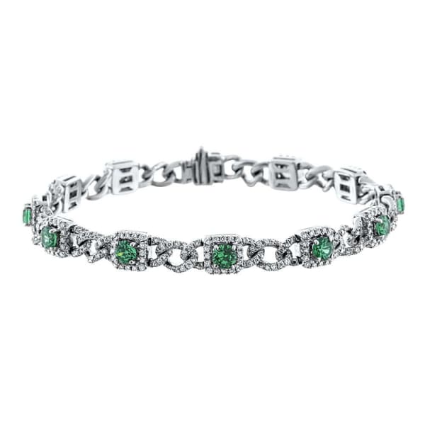 2.35ct. Diamond & 2.00ct. Emeralds Bracelet Set In 18K White Gold