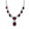 138.10ct. Ruby & 9.10ct. Diamond Necklace Set In 18K White Gold, Prong Set Round Brilliant Cut