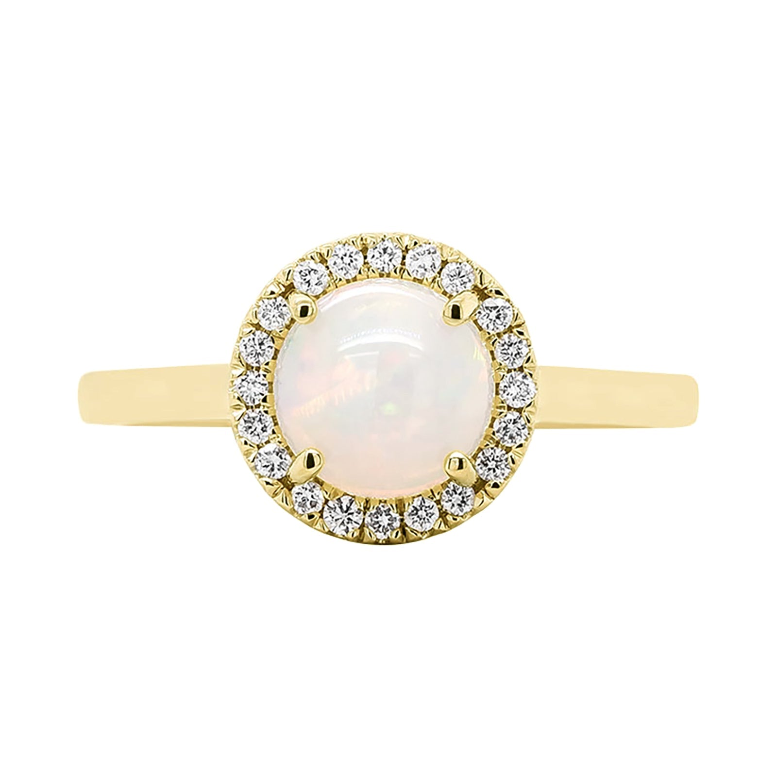 Ethiopian Opal & Diamond Halo Ring