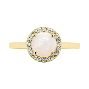 Ethiopian Opal & Diamond Halo Ring