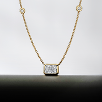 Diamond Station Pendant with Radiant Cut Center Stone