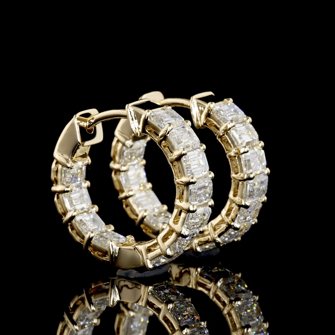 2 Carat Lab Grown Huggie Earrings in Yellow Gold