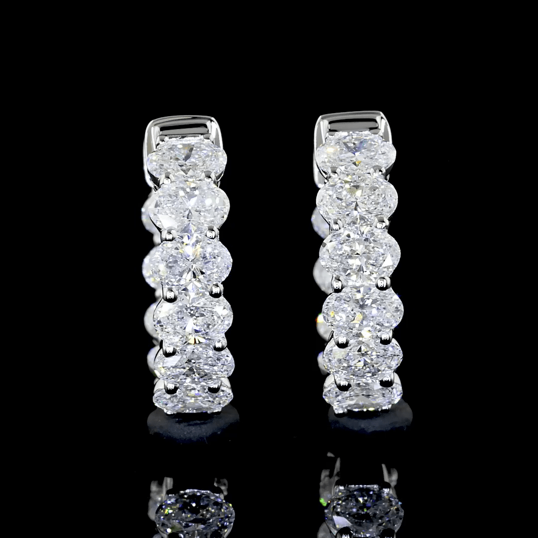 2.04 Carat Lab Grown Oval Shape Huggie Earrings