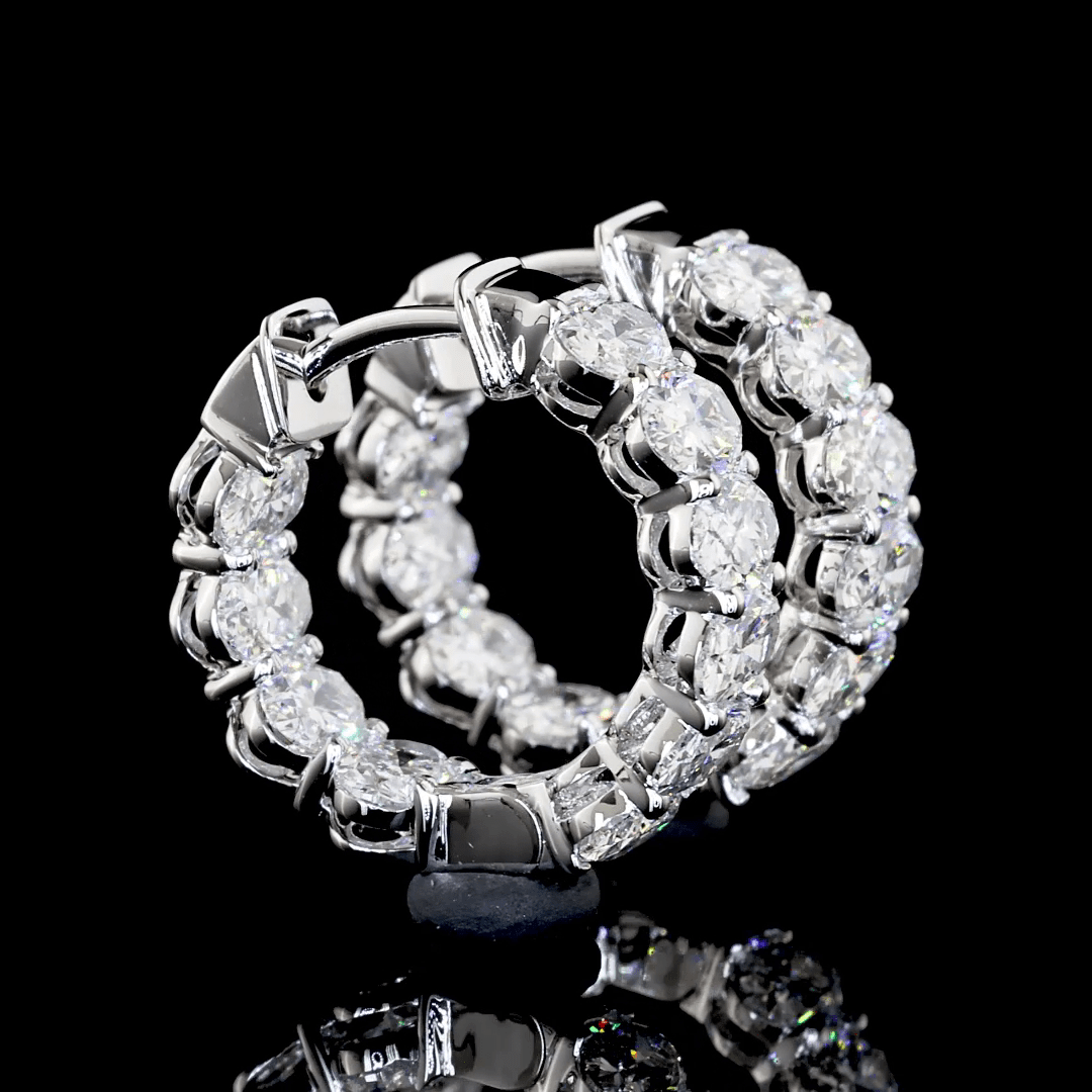 2.04 Carat Lab Grown Oval Shape Huggie Earrings