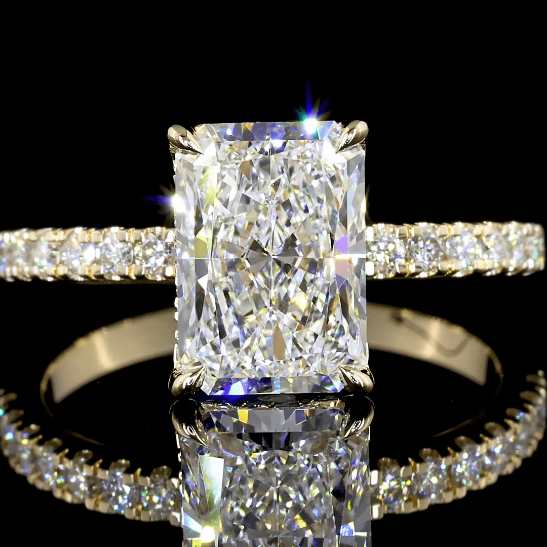 2.3 Carat Radiant Shape Hidden Halo Lab Grown Diamond Ring